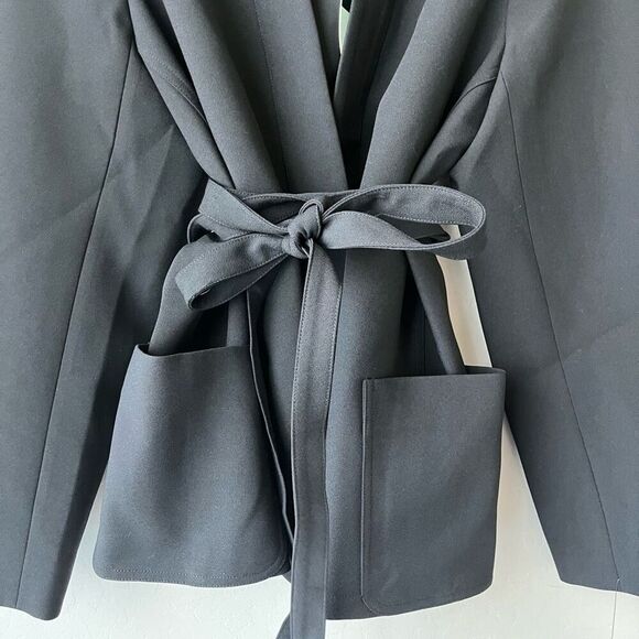 Tuckernuck Black Gracie Wrap Belted Patch Pocket Blazer Jacket Size XXXL NWT - Picture 4 of 8